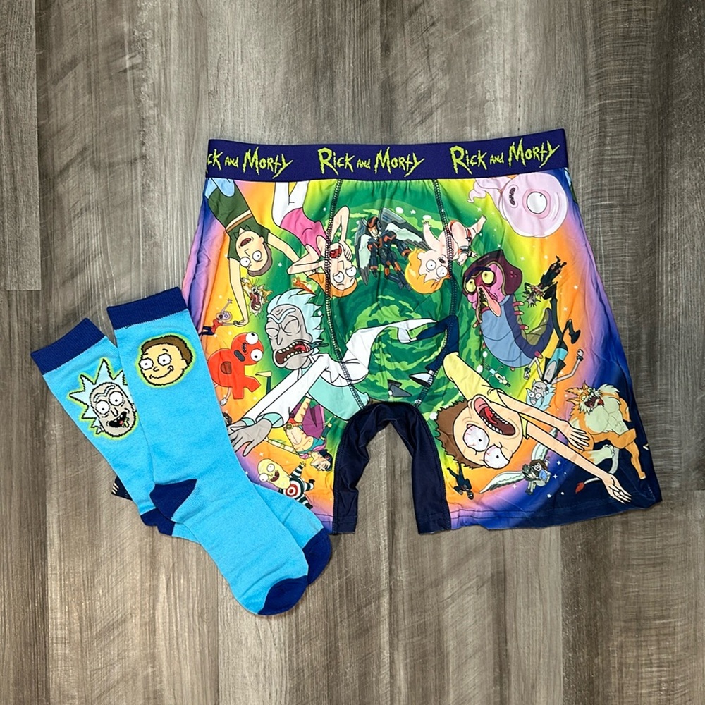 Rick & Morty Boxer Brief and Sock Combo Set - Large